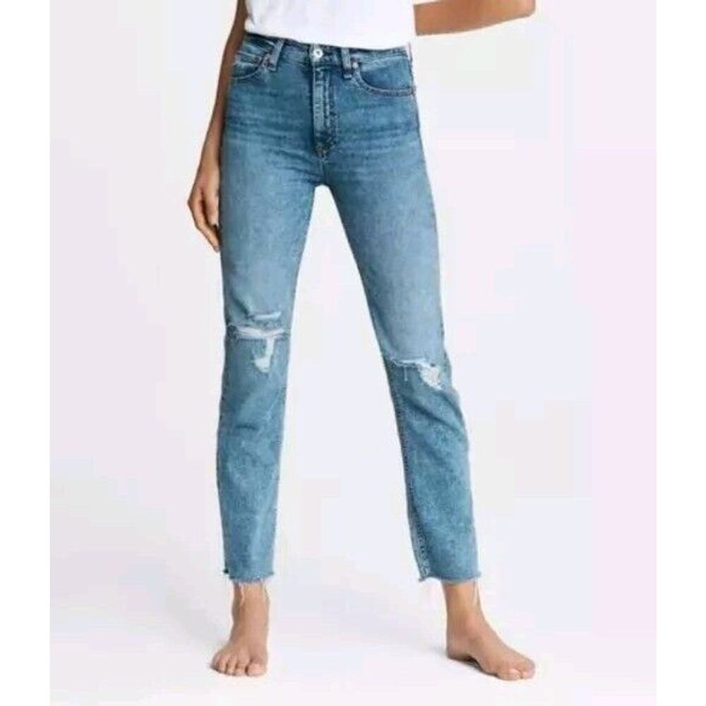 Rag & Bone $255 Nina High Rise Ankle Cigarette Jeans In Bloomfield Size:27